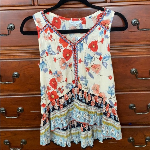 Patrons of Peace BOHO Floral Sleeveless Tank Ruffles Women’s XS NWT - Picture 2 of 8
